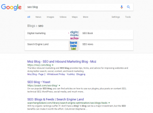 "SEO blog" Google search