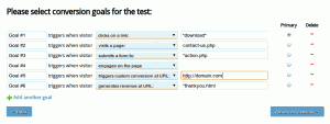 Track multiple goals with visual website optimizer