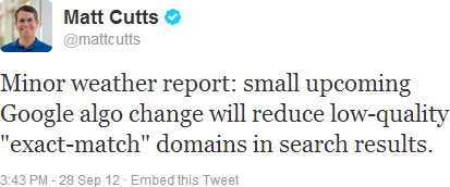 Matt Cutts announces small Google update